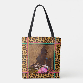 BOHO BARREL RACER BARREL RACING LEOPARD PRINT TOTE BAG