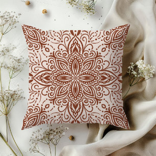 Boho Barrett Mandala russet red Cushion