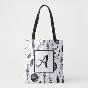 Boho Basic Black and White Tote Bag