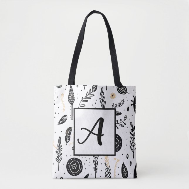Boho Basic Black and White Tote Bag (Front)