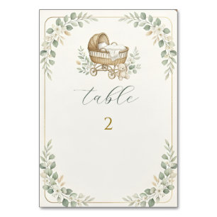 Boho Bassinet Greenery Baby Shower Table Number