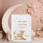 Boho Bassinet Nursery Baby Shower Invitation<br><div class="desc">Gather the friends and family to celebrate the new mummy and future baby with this beautiful boho themed design with bassinet.  The nursery is almost ready,  waiting for baby,  with a lion cub toy and blocks.  Templates are easy to complete to make it yours today.</div>