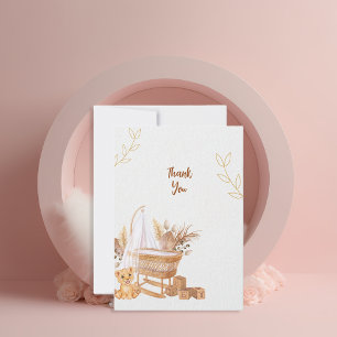 Boho Bassinet Nursery Baby Shower Thank You Card