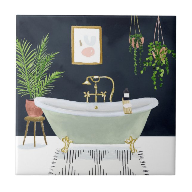 Boho Bath I Ceramic Tile (Front)