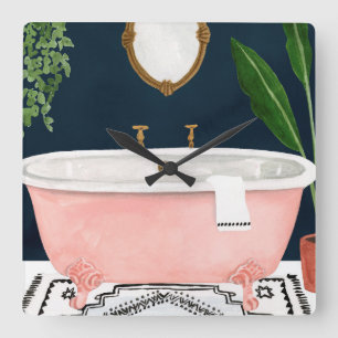 Boho Bath II Square Wall Clock