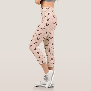 Boho Bats and Stars Halloween Pattern Capri Leggings