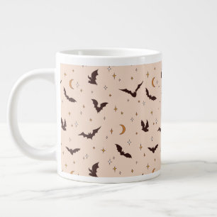 Boho Bats and Stars Halloween Pattern Large Coffee Mug