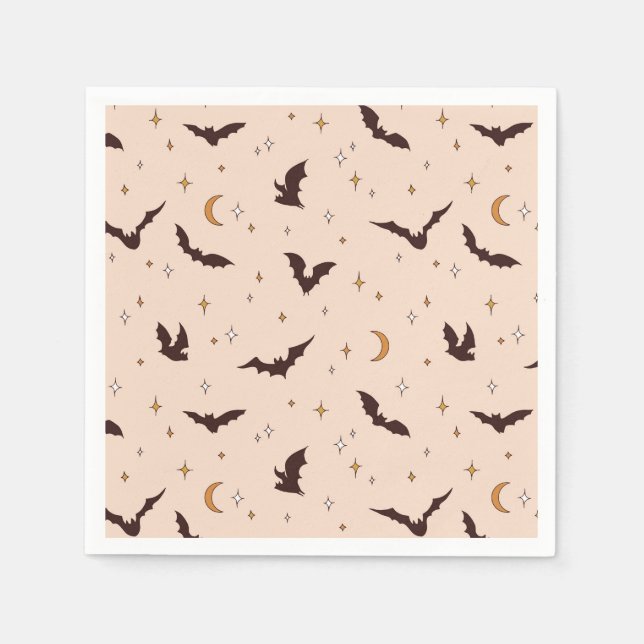Boho Bats and Stars Halloween Pattern Napkin (Front)