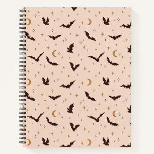 Boho Bats and Stars Halloween Pattern Notebook