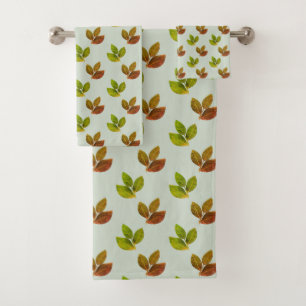 Boho Bay Leaves on Light Laurel Green  Bath Towel Set