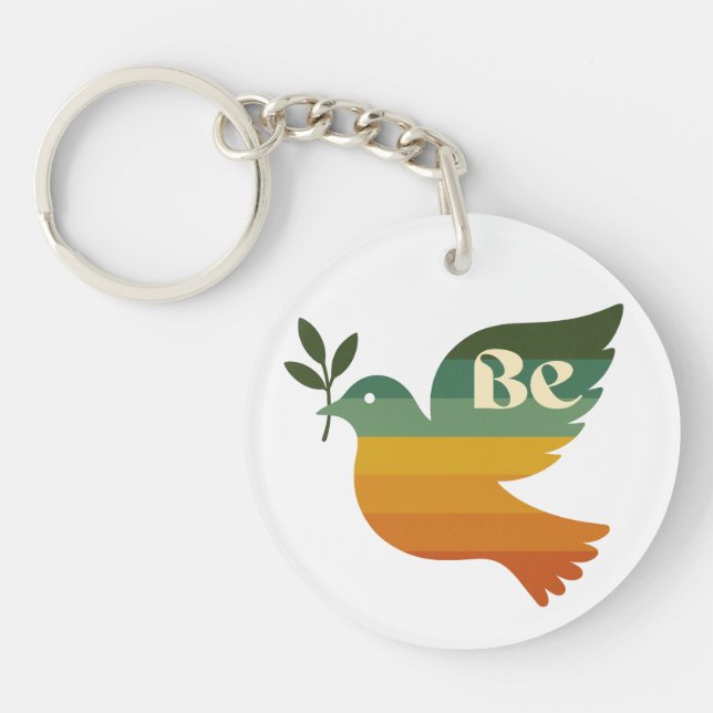 Boho Be Peace Retro Holiday Keychain (Front)