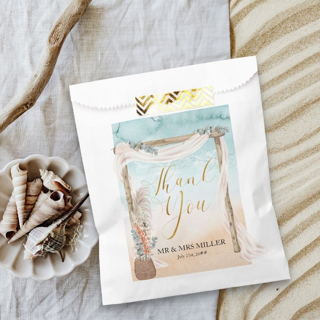 Boho Beach Arch Destination Wedding  Favour Bag (Boho beach wedding thank you favor bags perfect for destination wedding - Boho Beach Collection)