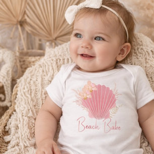 Boho Beach Babe Baby Romper Coastal Seashell Bodysuit