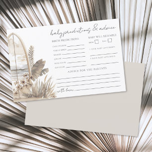 Boho Beach Baby Shower Advice Predictions Card