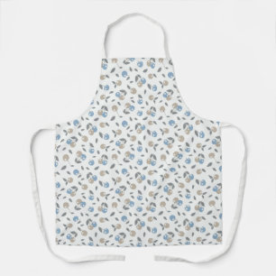 Boho Beach Cherries - beige blue fruit pattern. Apron