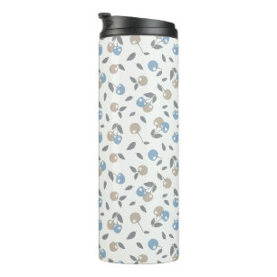 Boho Beach Cherries - beige blue fruit pattern. Thermal Tumbler