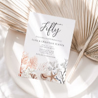 Boho Beach Coral Reef 50th Wedding Anniversary