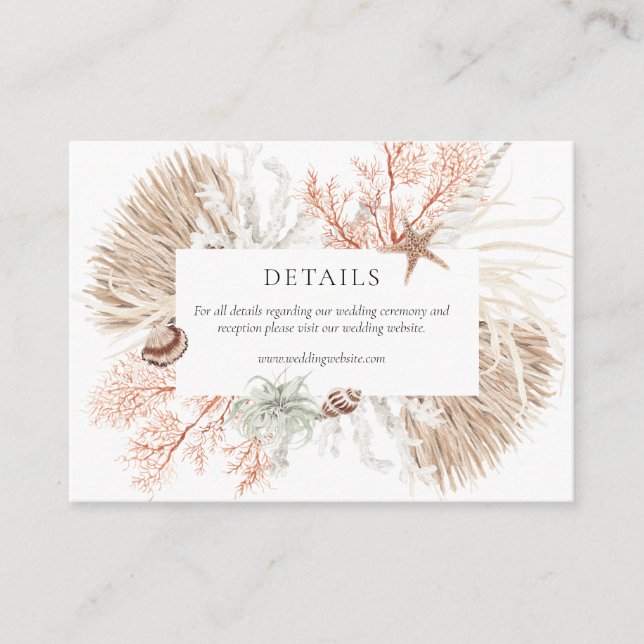 Boho Beach Coral Reef Details Enclosure Card (Front)