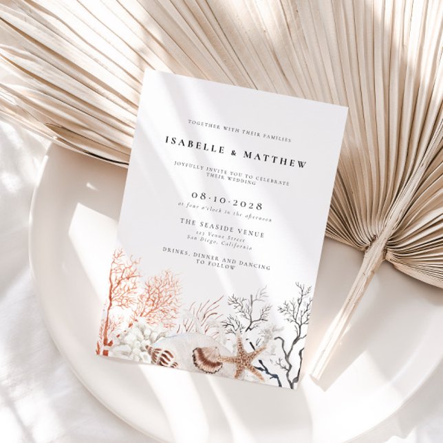 Boho Beach Coral Reef Wedding Invitation (Creator Uploaded)