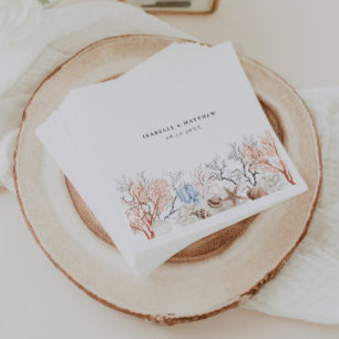 Boho Beach Coral Reef Wedding Napkin
