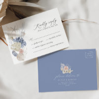 Boho Beach Elegant Romantic Blue Wedding RSVP Card