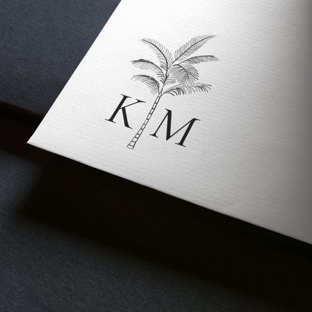 Boho Beach Palm Tree Monogram Rubber Stamp (Creator Uploaded)