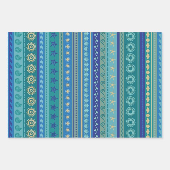 Boho beach pattern ocean themes wrapping paper sheet (Front)