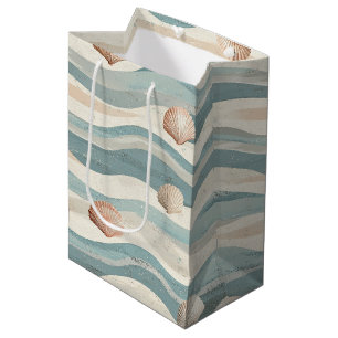 Boho Beach Seashell Waves Medium Gift Bag