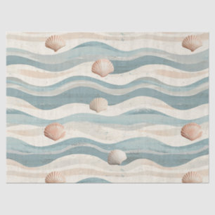 Boho Beach Seashell Waves Tissue Paper