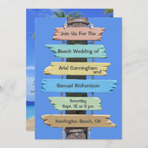 Boho Beach Sign Tropical Wedding Invitation