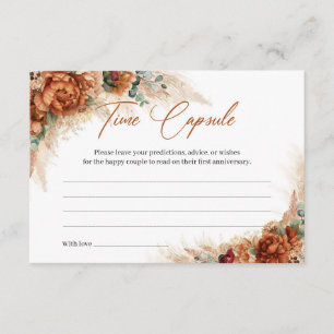 Boho beach terracotta burgundy pampas Time Capsule Enclosure Card