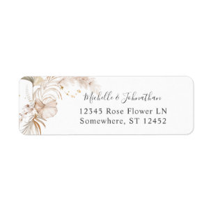 Boho Beach Tropical Beige Floral Return Address 1b Label
