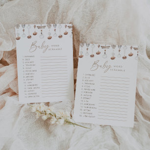 Boho Beach Word Scramble Baby Shower Game Invitation