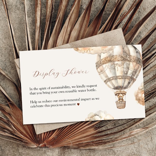 Boho Bear Air Balloon Baby Shower Enclosure Card (Boho Chic Bear Display Shower Enclosure Card)