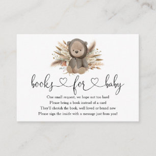 Boho Bear Baby Shower Books For Baby Enclosure Card