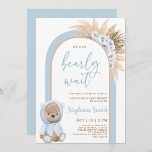 Boho Bear Baby Shower Boy Invitation