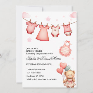 Boho Bear Baby Shower Invitation