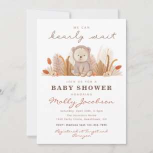 Boho Bear Baby Shower Invitation   Bear Shower