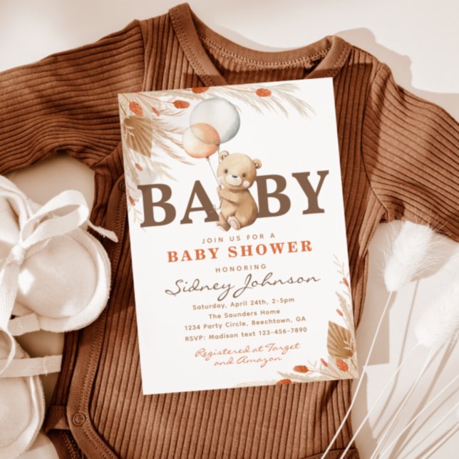 Boho Bear Baby Shower Invitation | Bear Shower (Creator Uploaded)