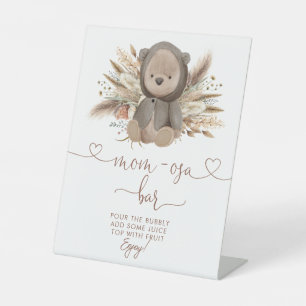 Boho Bear Baby Shower Mum-osa Bar Pedestal Sign
