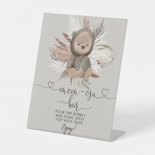 Boho Bear Baby Shower Mum-osa Bar  Pedestal Sign