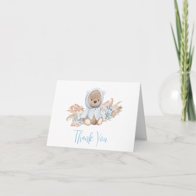 Boho Bear Baby Shower Thank You Card (Front)