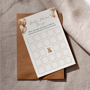 Boho Bear Balloon Baby Shower Bigo Game