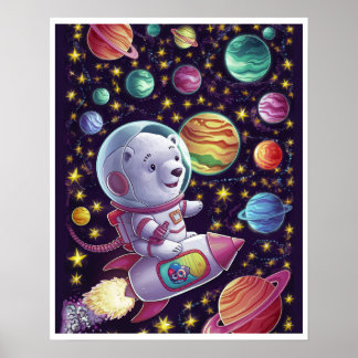 Boho Bear Browsing Space Poster