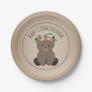 Boho Bear Cardstock Inspired Custom Baby Shower Paper Plate