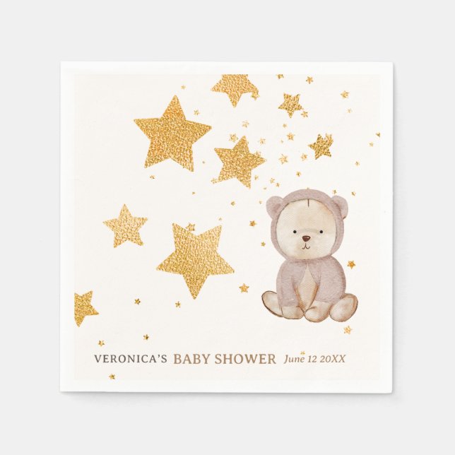 Boho Bear Celestial Baby Shower  Napkin (Front)