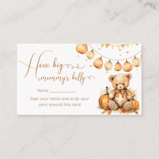 Boho bear fall baby shower how big mummy's belly  enclosure card (Front)