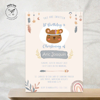 Boho Bear Invitation
