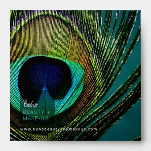 Boho Beauty Make-up Peacock Feathers Texture Photo Envelope
