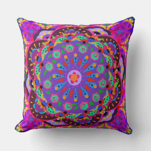 Boho Beauty Purple and Pink Floral Cushion